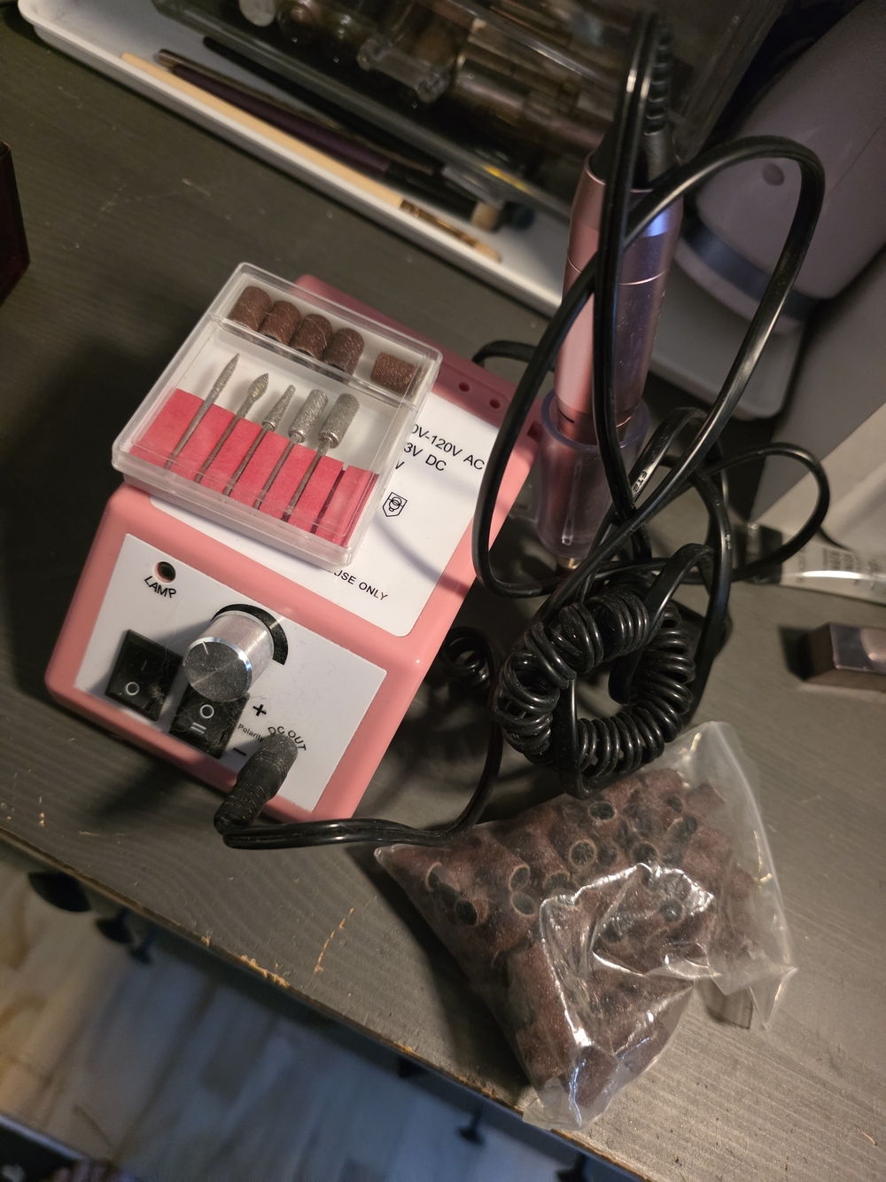 Pink Electric Nail Drill Machine with Bit Kit